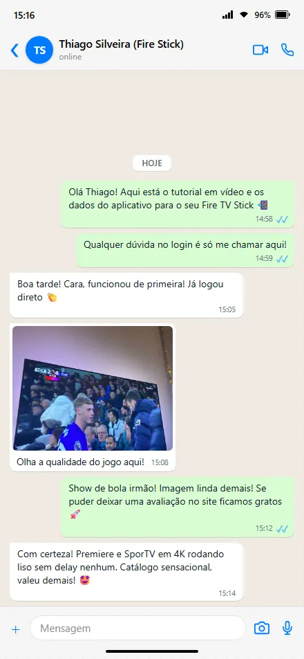 Atendimento no WhatsApp ativação rápida IPTV 20 Reais